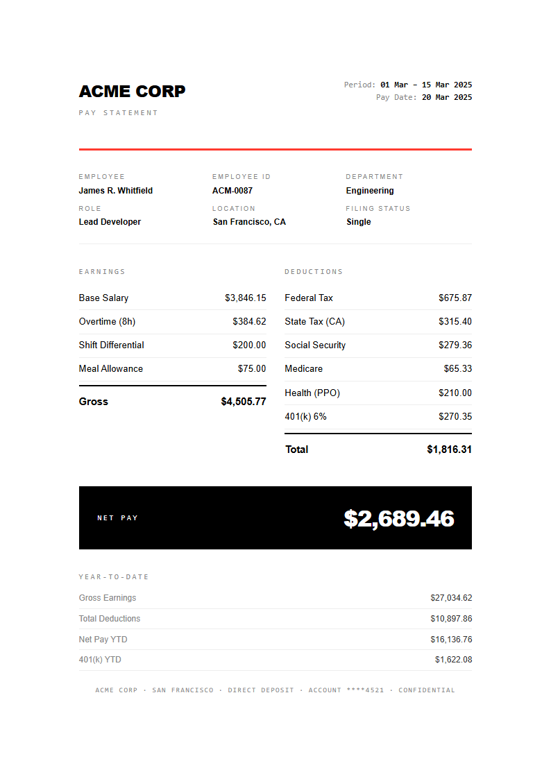 Modern Minimal Payslip